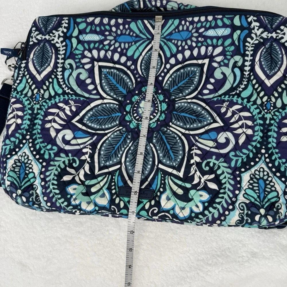 Vera Bradley Blue Island Medallion Royal Blue Laptop Zippered Bag Shoulder Strap